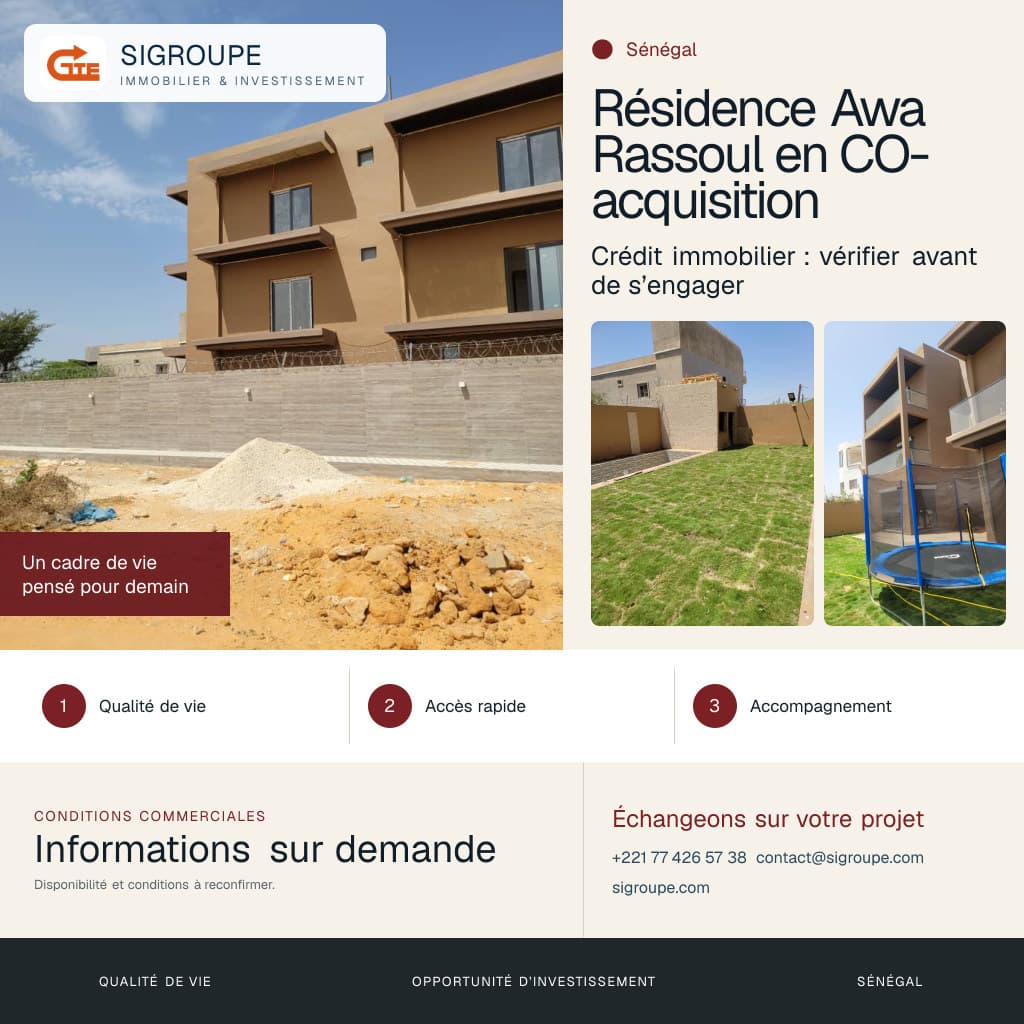 Intérieur résidentiel contemporain avec plans de projet immobilier au Sénégal