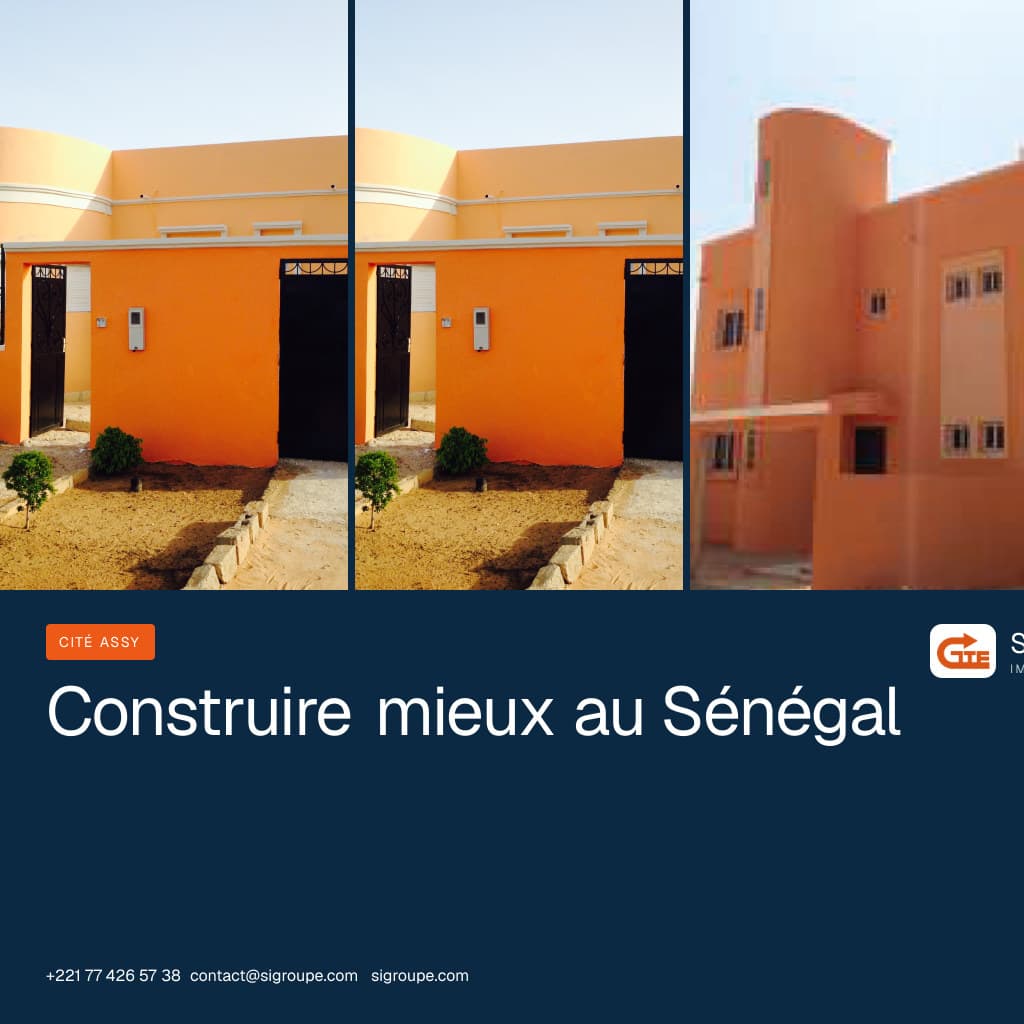 Maison en construction dans un environnement résidentiel au Sénégal
